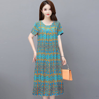 Cotton and silk dress for middle-aged summer
