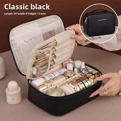 Portable hand-held zoned makeup bag by Glamytek