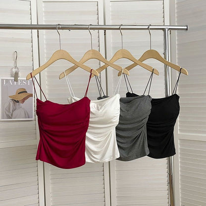 Spice Girl Sling Vest Belt Chest Pad Pleated Pure Desire Style All-match Slim Slim Slim Shoulder Strap Base Underwear for Women