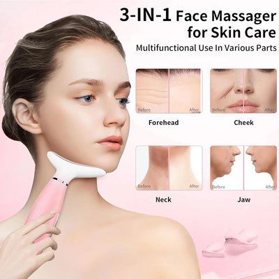 Neck Face Massager, Skin Care Face Massage Tool, 3-in-1 Facial Massager, Face Sculpting Tool With Thermals, Vibration by Glamytek