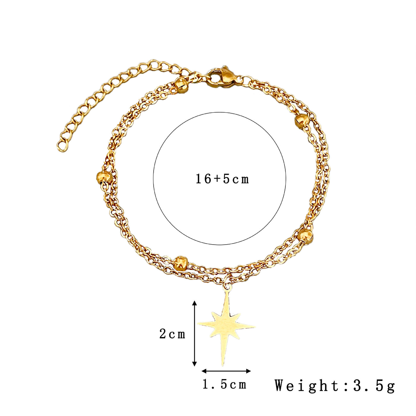 Double-Layer Stainless Steel Eight-Pointed Star Bracelet for Women