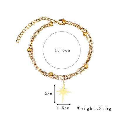 Double-Layer Stainless Steel Eight-Pointed Star Bracelet for Women