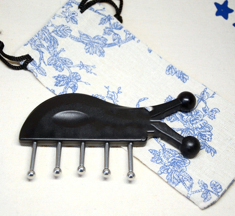 Non-marking Gua Sha Shampoo Black Fish Five Nail Massage Comb by Glamytek