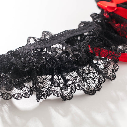 Sexy transparent lace low-rise pearl thong