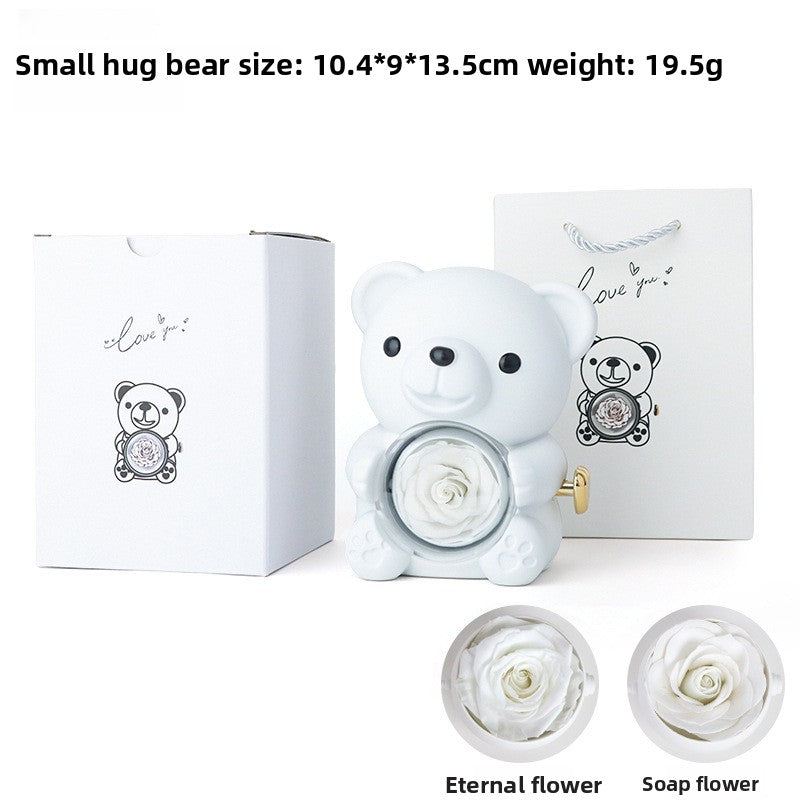 Hug Bear Flip Surprise Rose Flower Jewelry Box