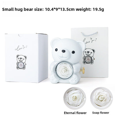 Hug Bear Flip Surprise Rose Flower Jewelry Box
