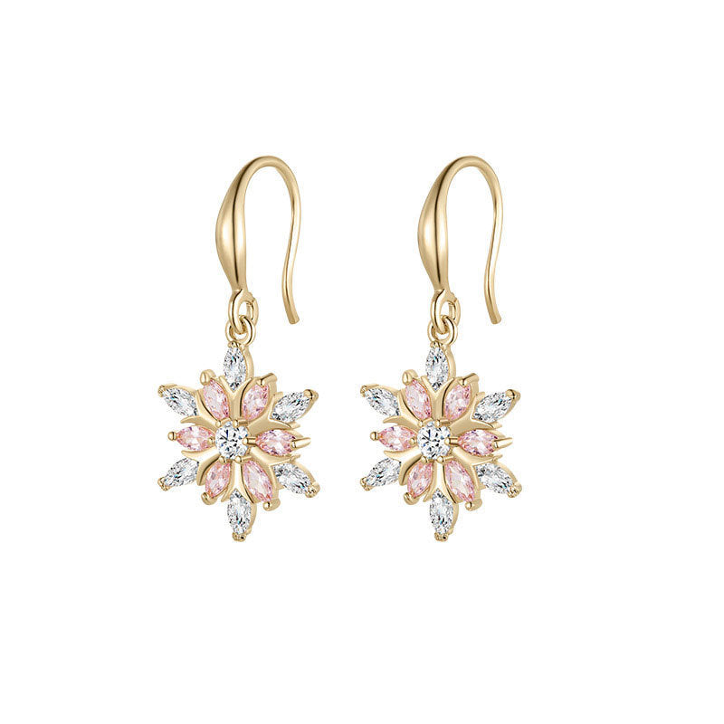 Autumn Winter Cute Jewelry Snowflake Earrings Zircon Shining Diamond by Glamytek