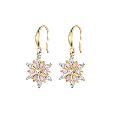 Autumn Winter Cute Jewelry Snowflake Earrings Zircon Shining Diamond by Glamytek