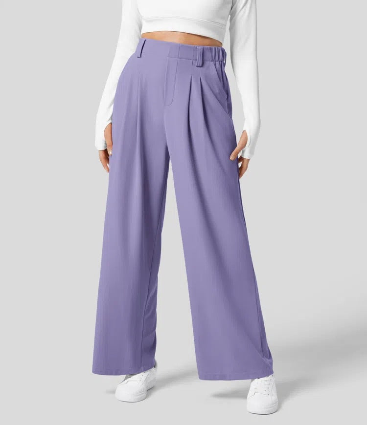 High-waisted  wide-leg loose trousers