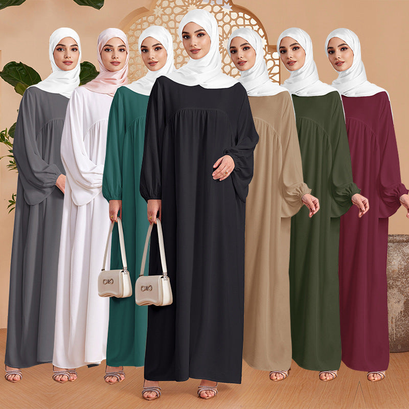 Abaya Robe Women's Long Dress Middle East Turkey Solid Color Simple Loose dress by Glamytek