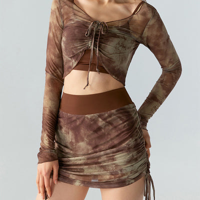 Printed Tie-dyed Mesh Yoga Skirts Women by Glamytek