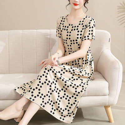 Cotton and silk dress for middle-aged summer by Glamytek