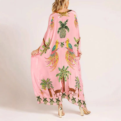 Women's V-neck Animal Print Loose Dress