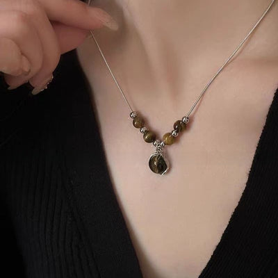 Vintage Leather Tiger Eye Necklace