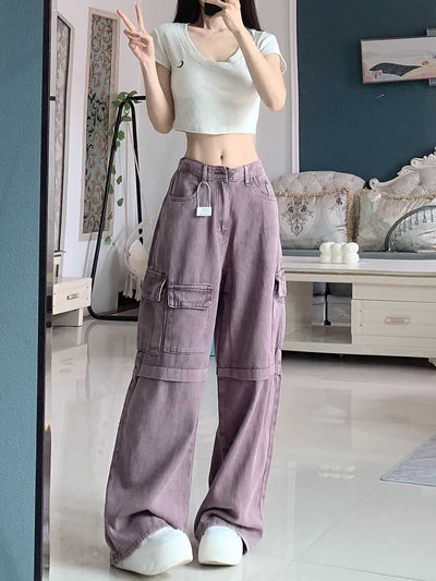 Retro Purple Cargo Jeans Women by Glamytek