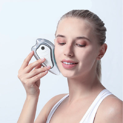 Heated Vibrating Facial Massager Electric Gua Sha Board Red Blue Light Therapy Scraping Plate Color Beauty Face Lifting Slimming by Glamytek