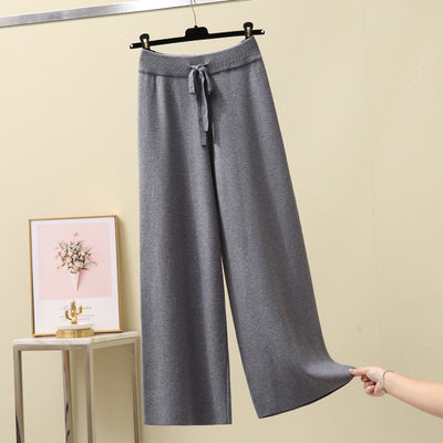 High Waist Straight Loose Thick Knitted Trousers Draping Mop by Glamytek