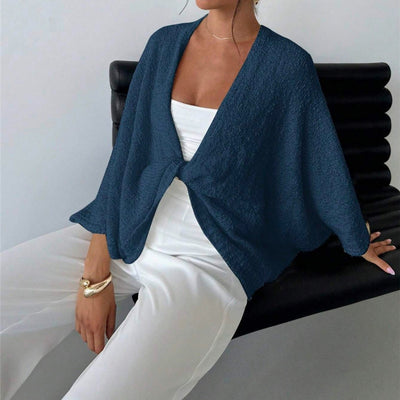 Women's Criss Cross Front Knit Sweater Long Sleeve Pullover, Loose Fit Twisted Design Fall Top by Glamytek