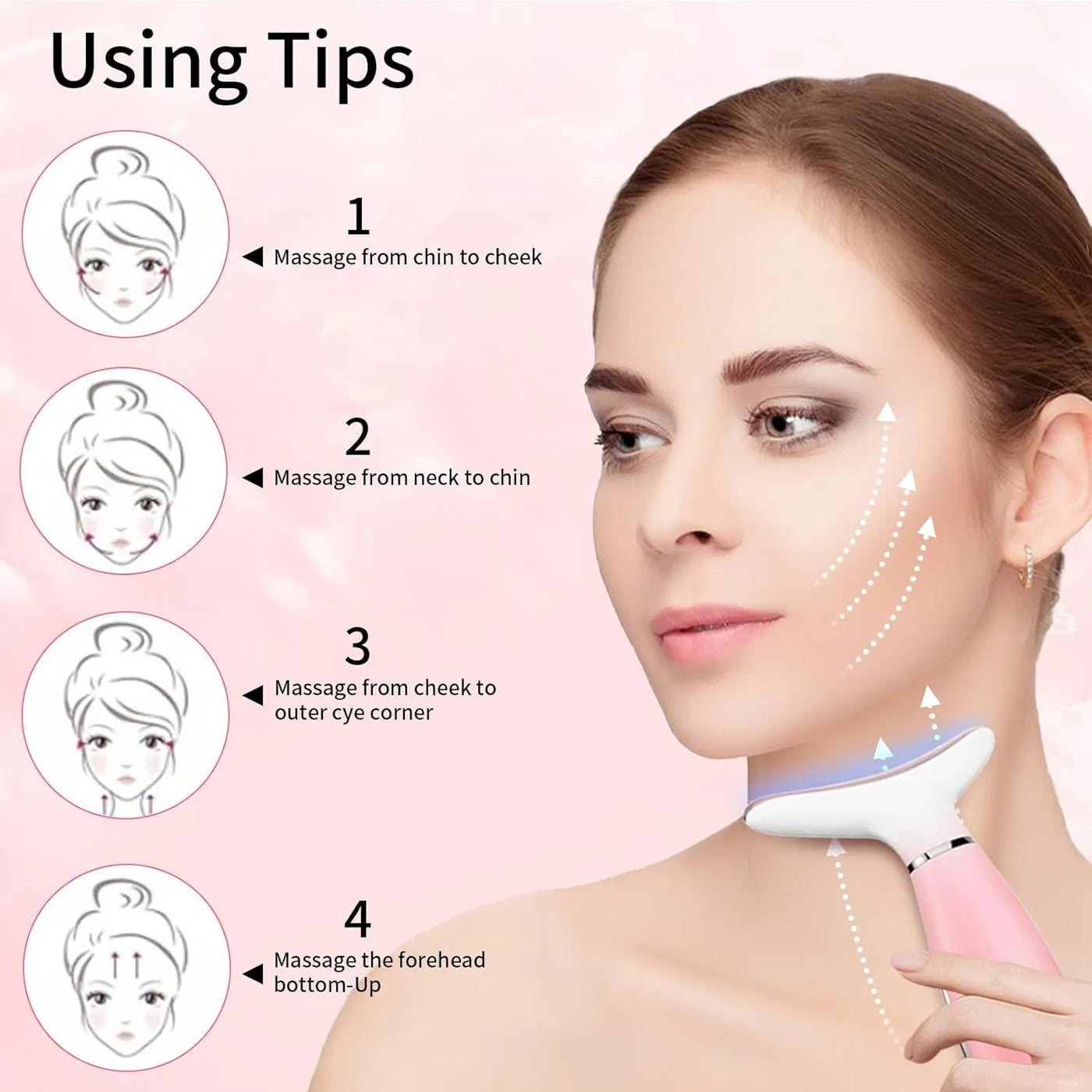 Neck Face Massager, Skin Care Face Massage Tool, 3-in-1 Facial Massager, Face Sculpting Tool With Thermals, Vibration by Glamytek