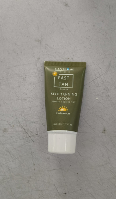 50ml self-tanning lotion tube for bronzing with sun icon, delivering a natural-looking tan.