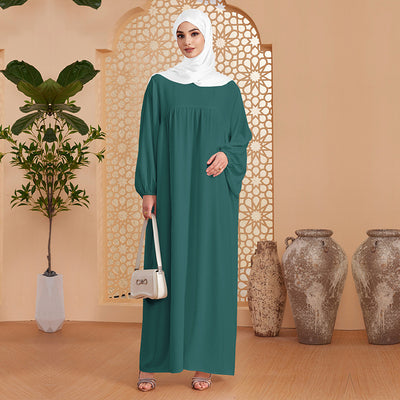 Abaya Robe Women's Long Dress Middle East Turkey Solid Color Simple Loose dress by Glamytek