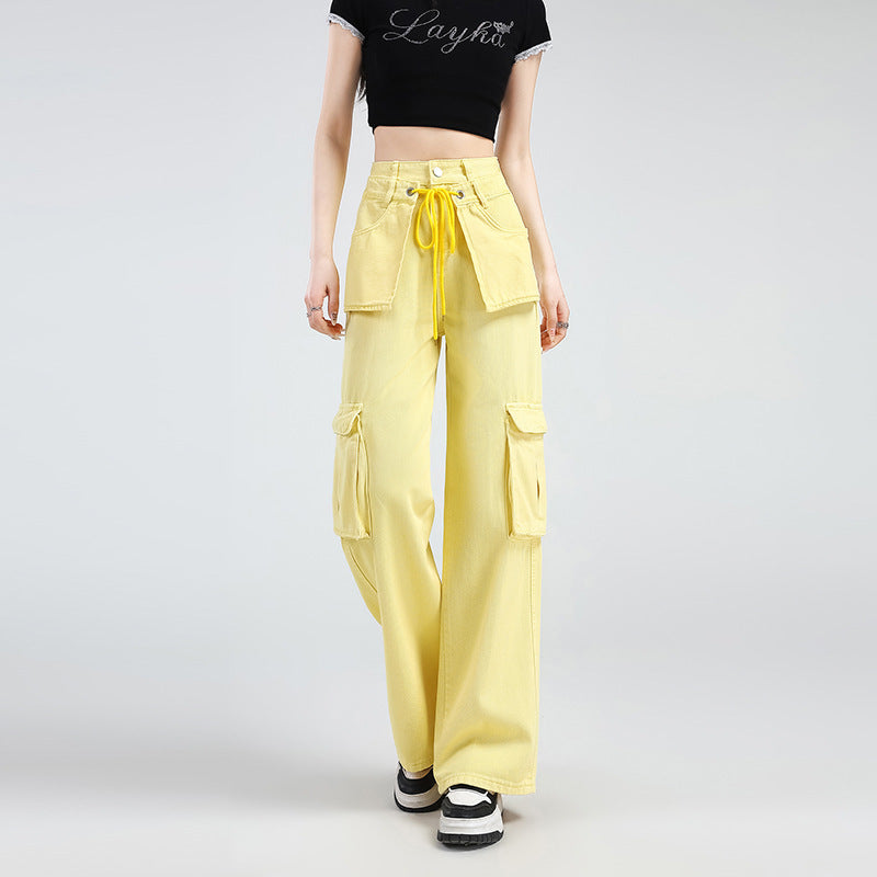 Lemon Yellow Overalls Jeans For Women by Glamytek