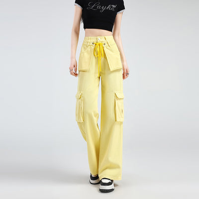 Lemon Yellow Overalls Jeans For Women by Glamytek