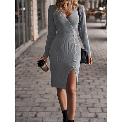 Elegant Slim Fit Sweater Dress for Women by Glamytek