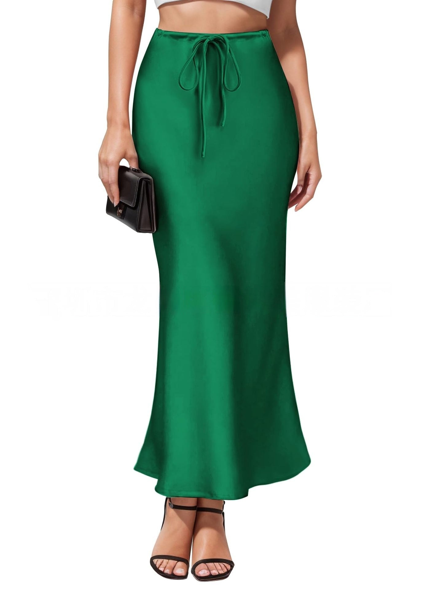 Intellectual Irregular Acetate Satin Skirt Elegant High Waist by Glamytek