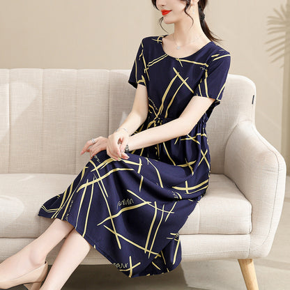 Cotton and silk dress for middle-aged summer