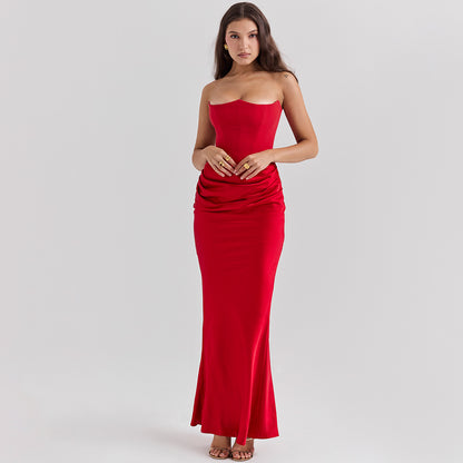 Strapless and backless evening dress