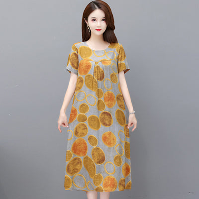 Cotton and silk dress for middle-aged summer by Glamytek