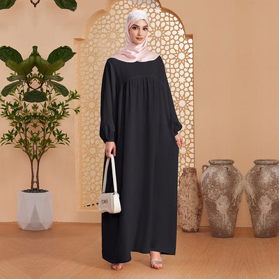 Abaya Robe Women's Long Dress Middle East Turkey Solid Color Simple Loose dress by Glamytek