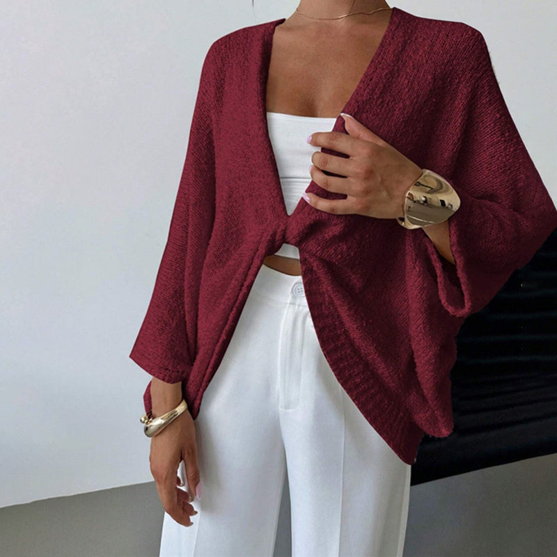 Women's Criss Cross Front Knit Sweater Long Sleeve Pullover, Loose Fit Twisted Design Fall Top by Glamytek