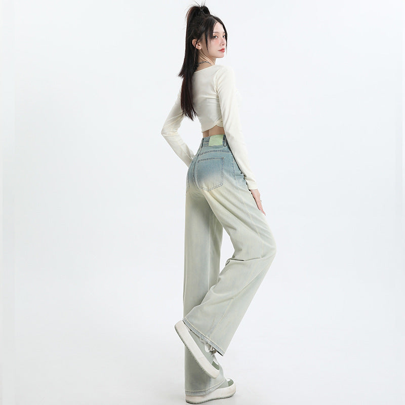 Gradient Design Straight-leg Pants Wide Leg Women's Clothing by Glamytek