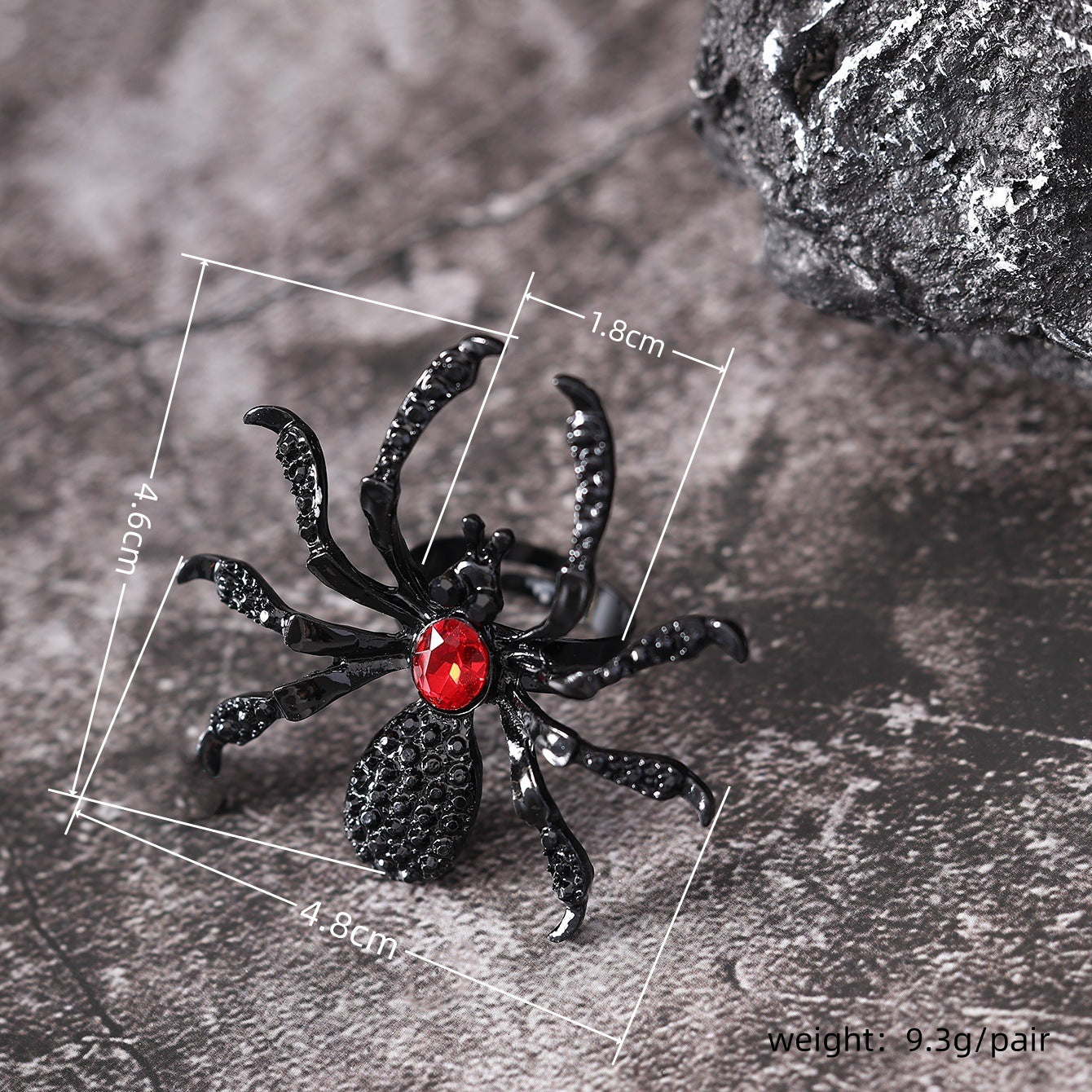 Halloween Spider Ring With Rhinestone Ins Personality Fashion Open Rings For Women Jewelry Accessories by Glamytek