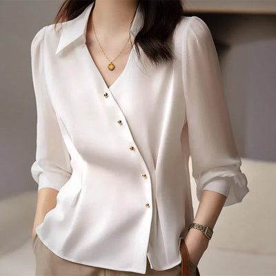 Autumn Solid Color Cardigan Shirt Women by Glamytek