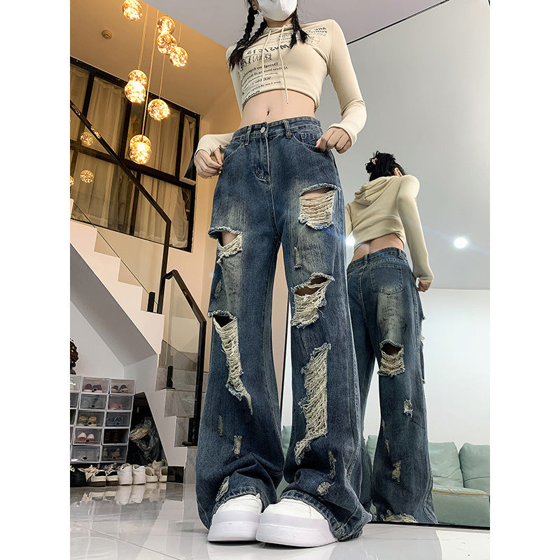 Ripped Lazy Loose Jeans For Women by Glamytek