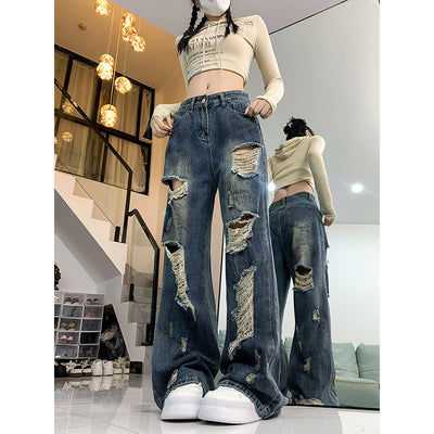 Ripped Lazy Loose Jeans For Women by Glamytek