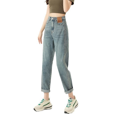 High Waist Straight Harem Jeans Women by Glamytek