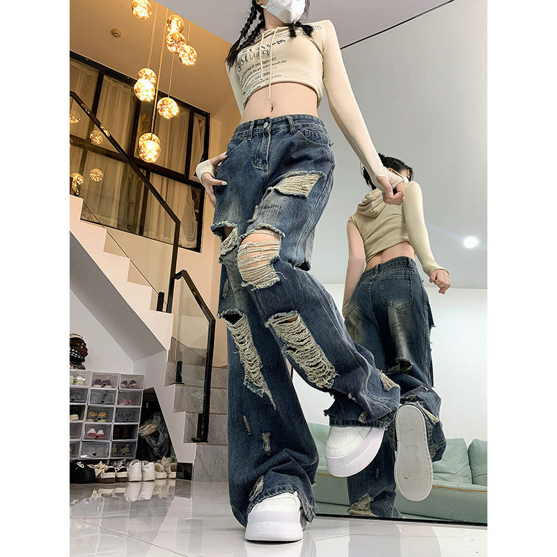 Ripped Lazy Loose Jeans For Women by Glamytek