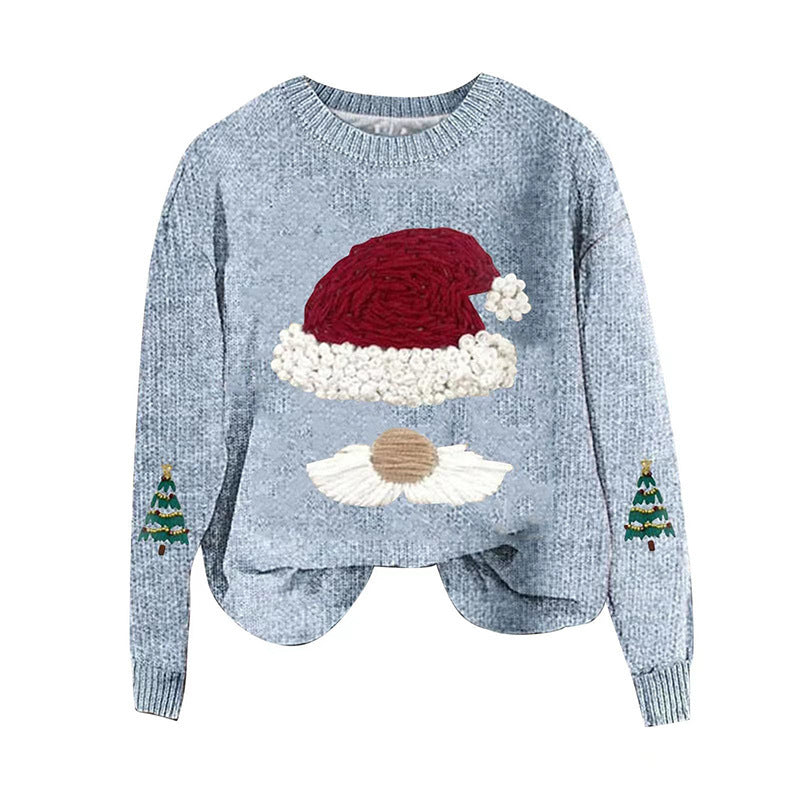 Women's Casual Christmas Print Loose Pullover by Glamytek