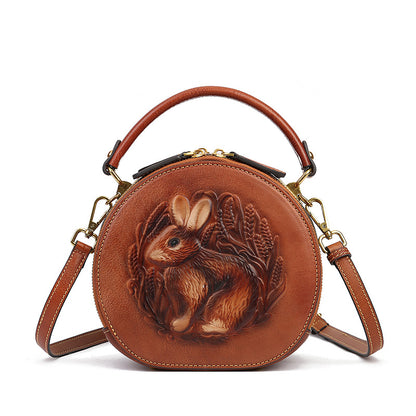 Women's Genuine Leather Round Shoulder Bag