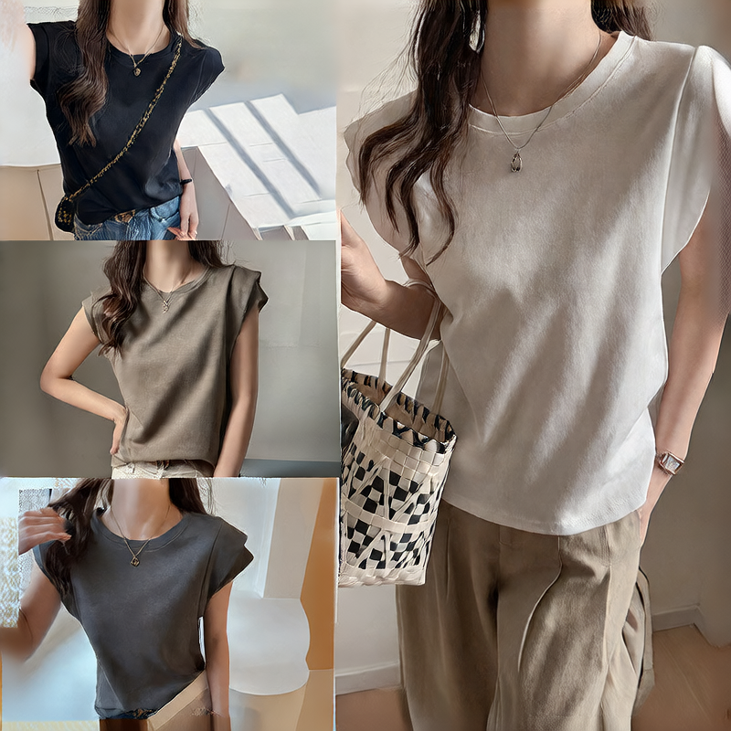 Round Neck Sleeveless Cotton T-shirt for Women by Glamytek