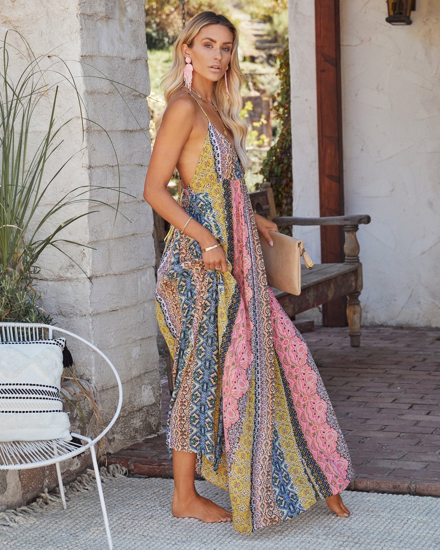 A large halter dress with printed straps by Glamytek