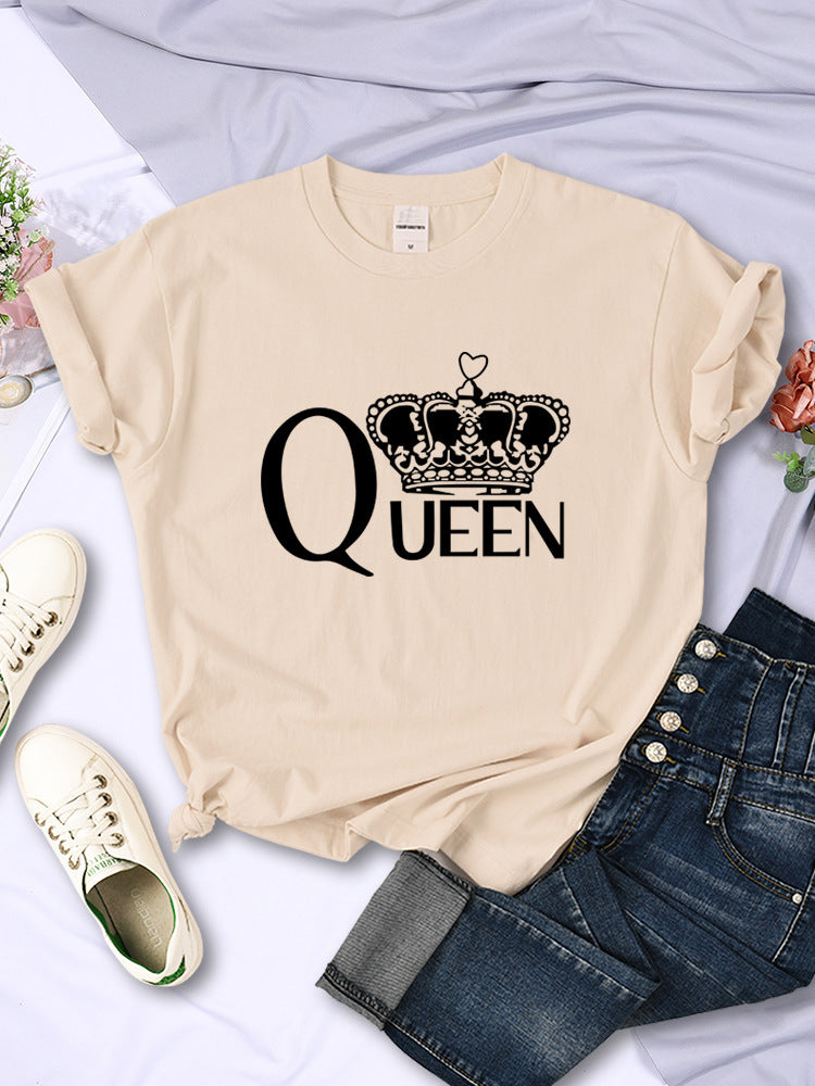 Queen'S Big Crown Printed Women T Shirts Breathable Summer by Glamytek
