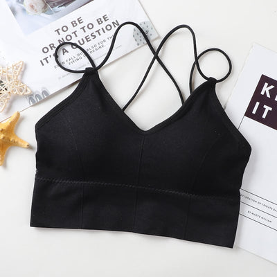 Big backless halter tank top female inner bra pads all-in-one beautiful back underwear by Glamytek
