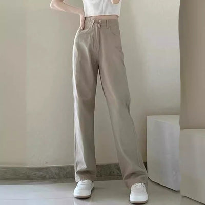 Solid Color Simple Straight Jeans For Women by Glamytek