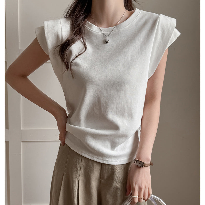 Round Neck Sleeveless Cotton T-shirt for Women by Glamytek