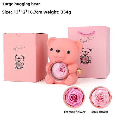 Hug Bear Flip Surprise Rose Flower Jewelry Box